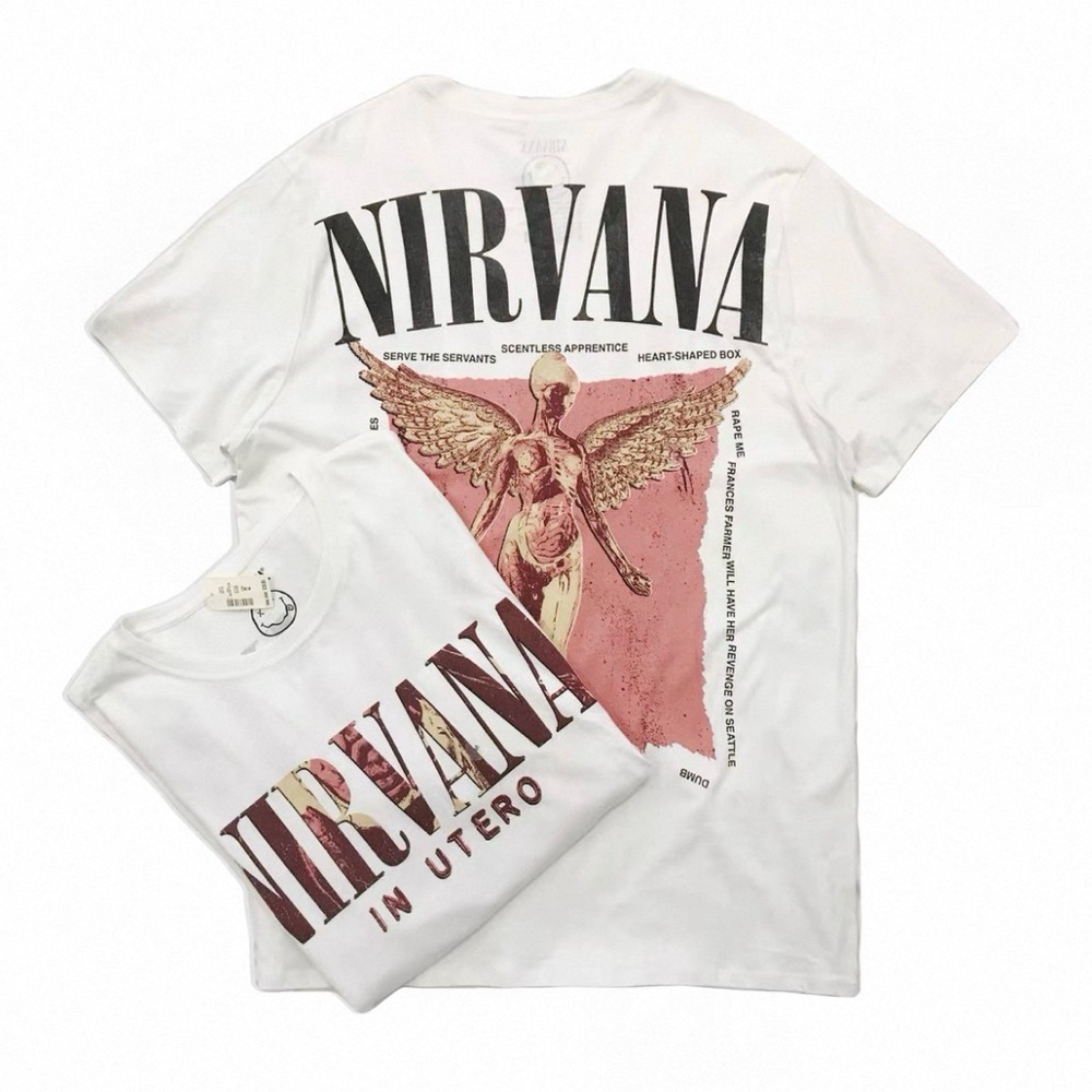 Nirvana White Graphic T-Shirt - Picture 1 of 2